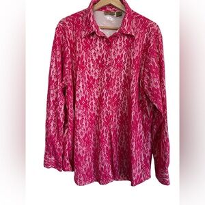 Wrangler Riding Top Women XXL Hot Pink Lace Rhinestone Snap Front